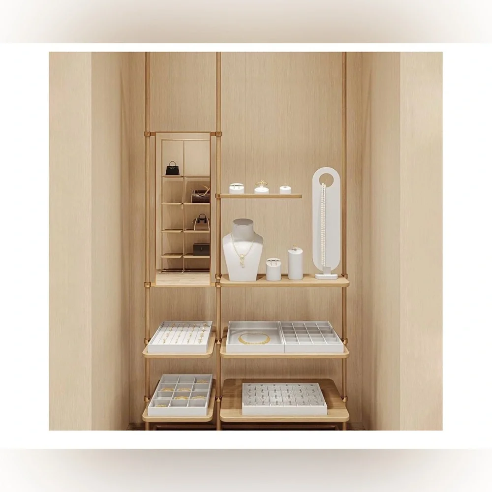 NEW Premium White Leather Stackable Jewelry Tray 24 Grid Drawer Organizer